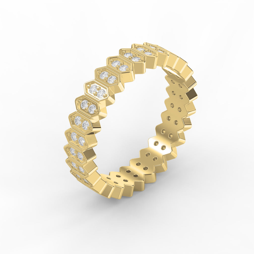 Marquise Motif Round Diamond Wedding Band