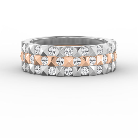 Stellar Edge Two-Tone Diamond Band Round Brilliant Cut Diamond ( 0.75 - 1.00 ct. )