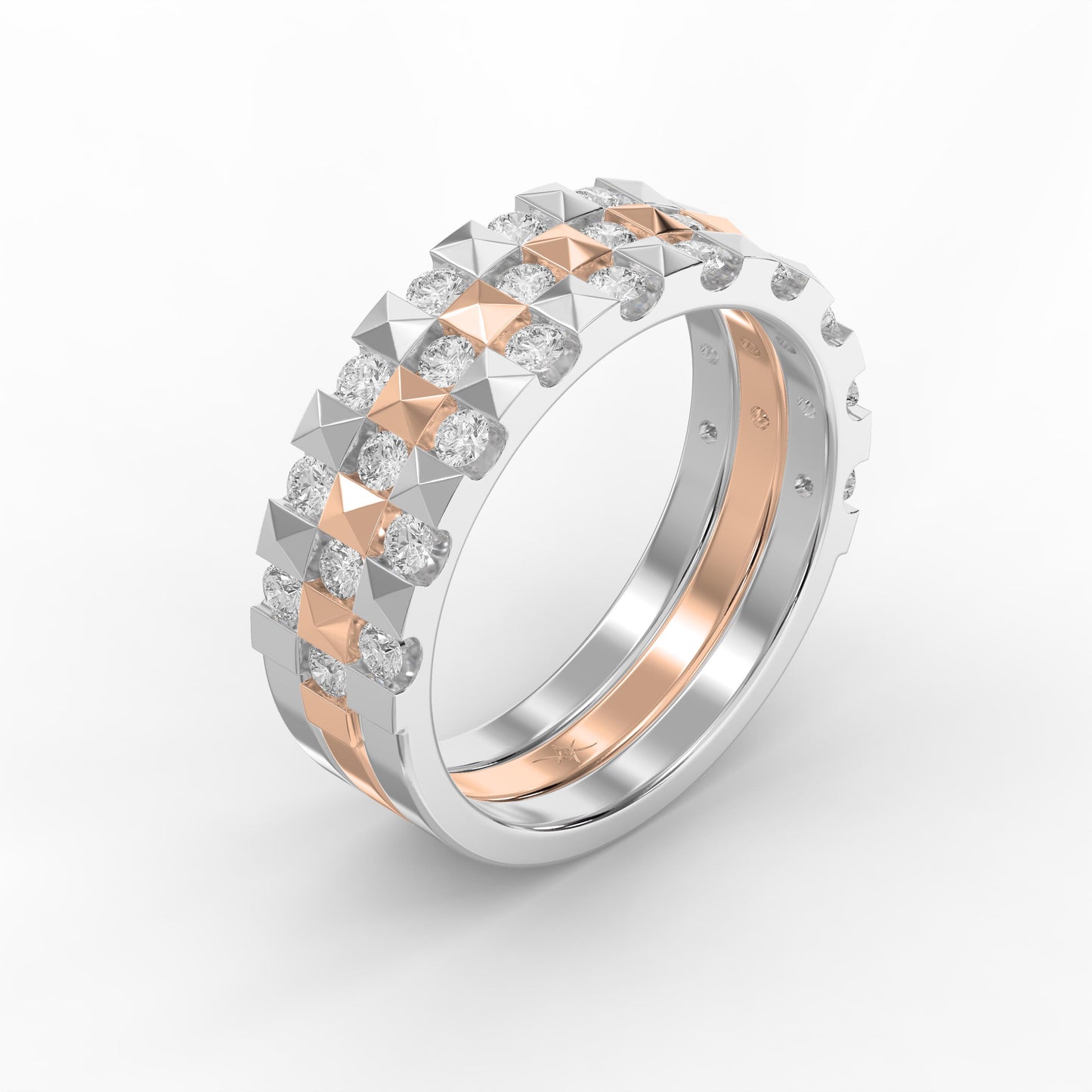 Stellar Edge Two-Tone Diamond Band Round Brilliant Cut Diamond ( 0.75 - 1.00 ct. )