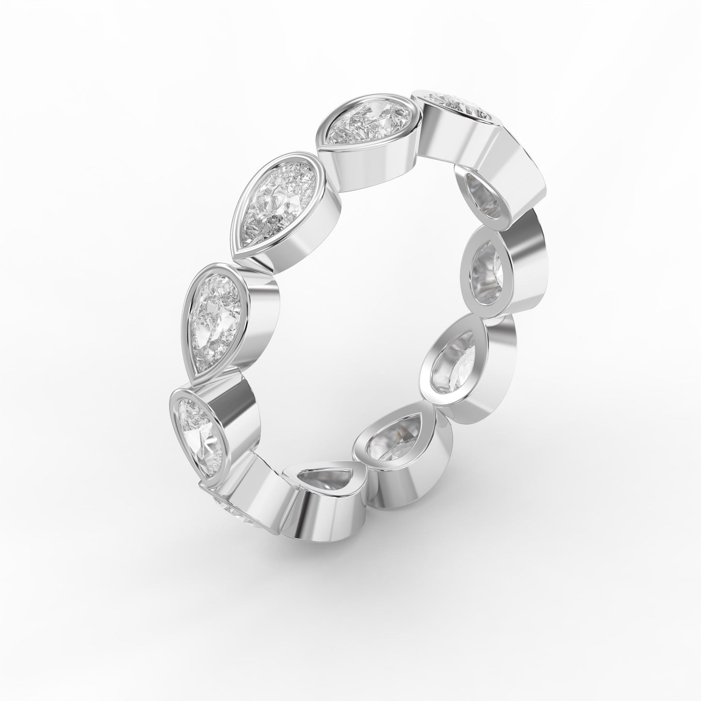 Bezel Set Pear Cut Diamond Ring