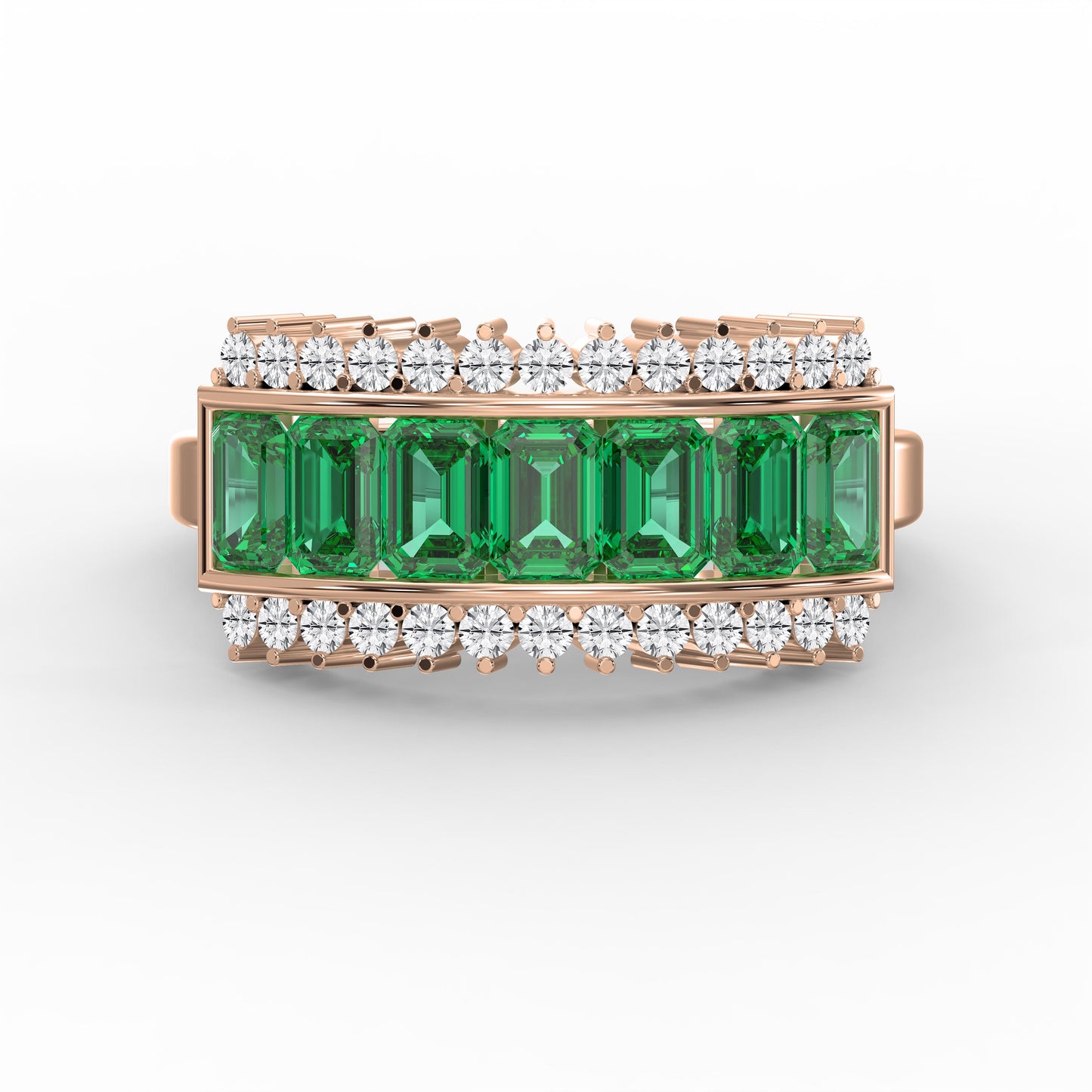 Emerald Cut Green Diamond Statement Ring