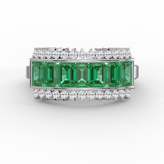Emerald Cut Green Diamond Statement Ring