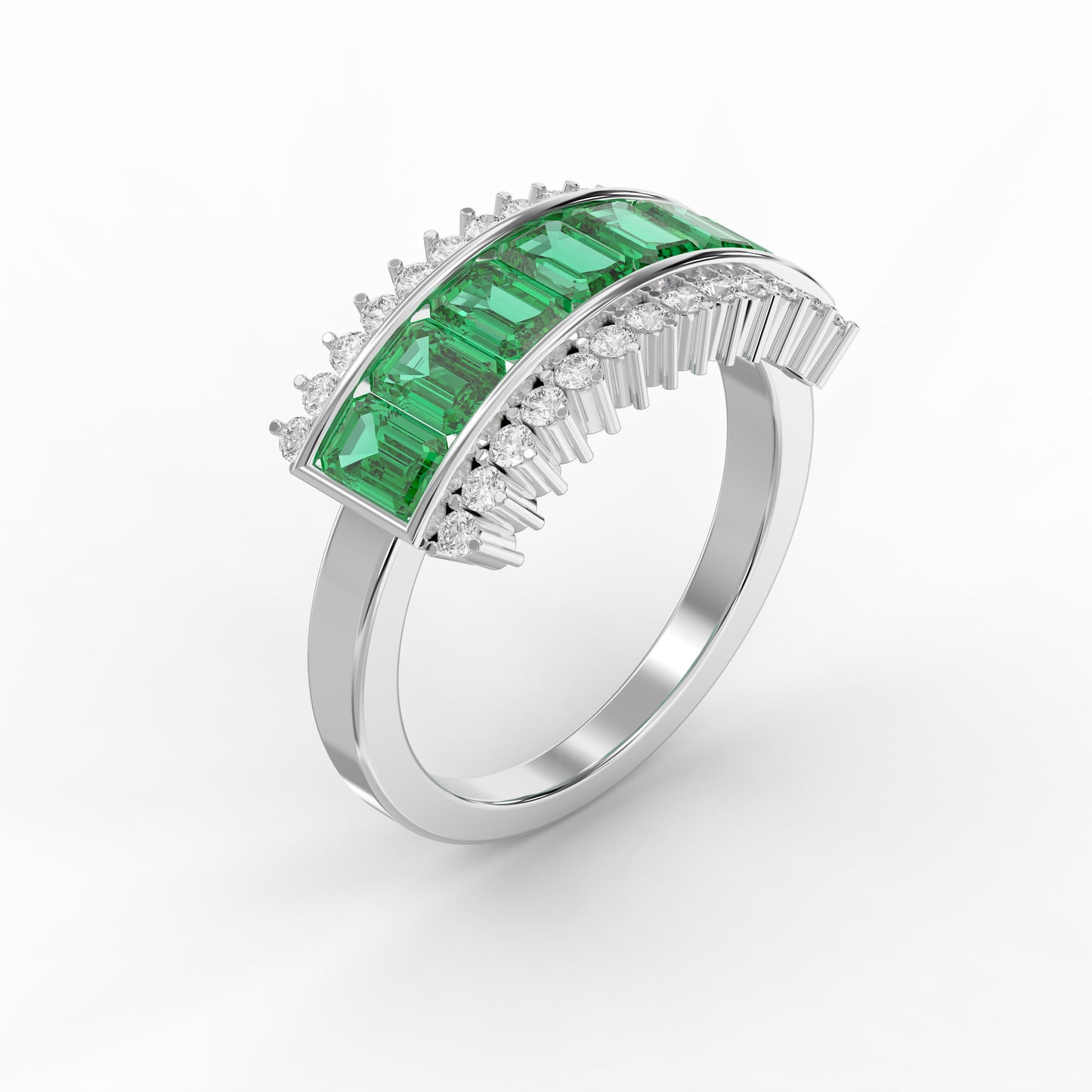 Emerald Cut Green Diamond Statement Ring