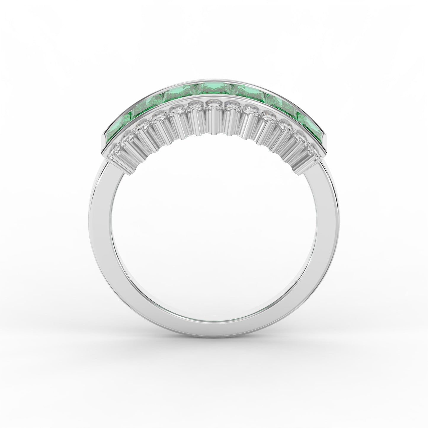 Emerald Cut Green Diamond Statement Ring