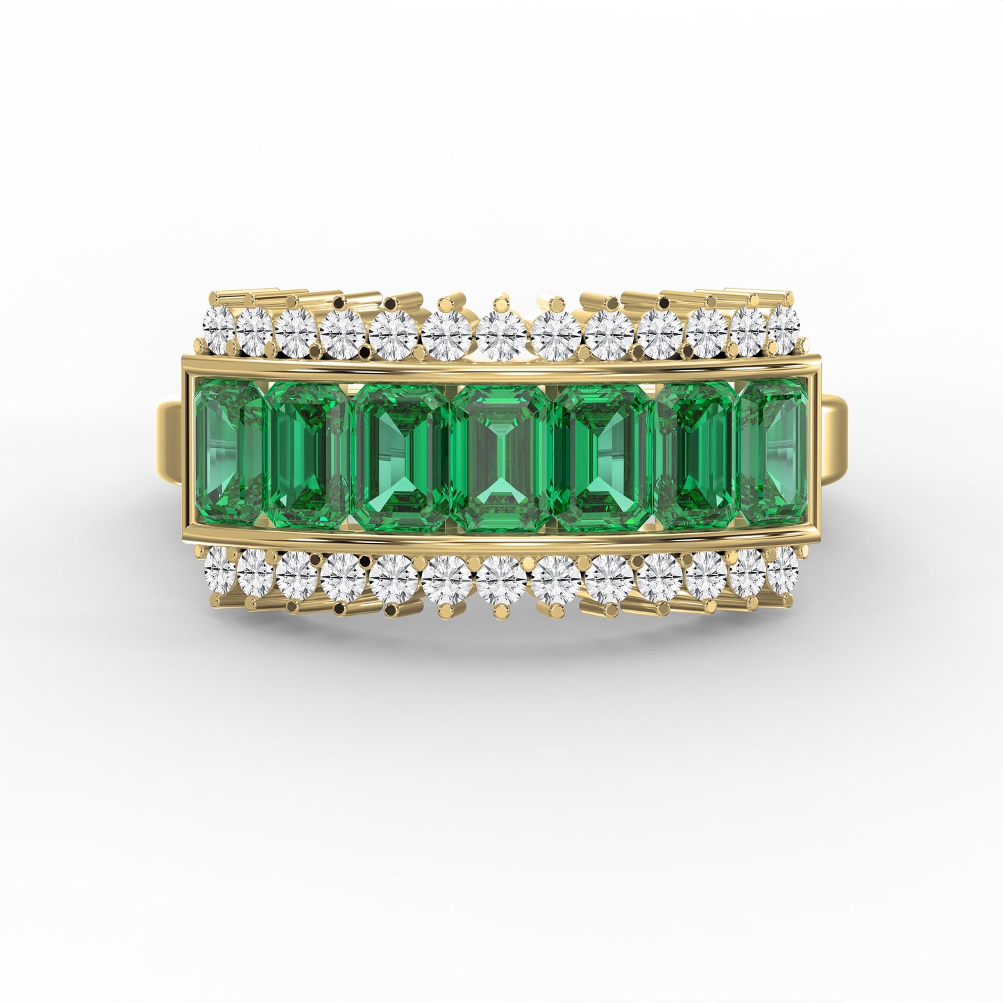 Emerald Cut Green Diamond Statement Ring