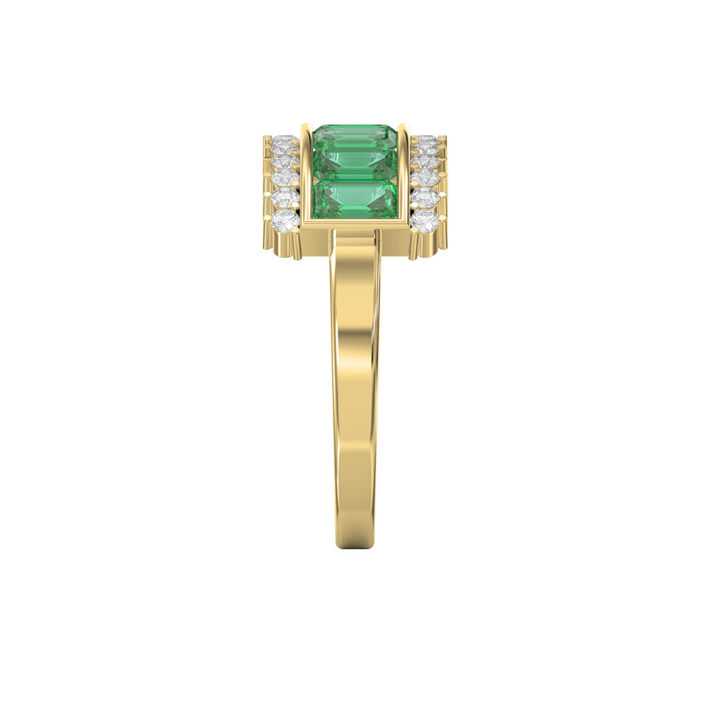 Emerald Cut Green Diamond Statement Ring