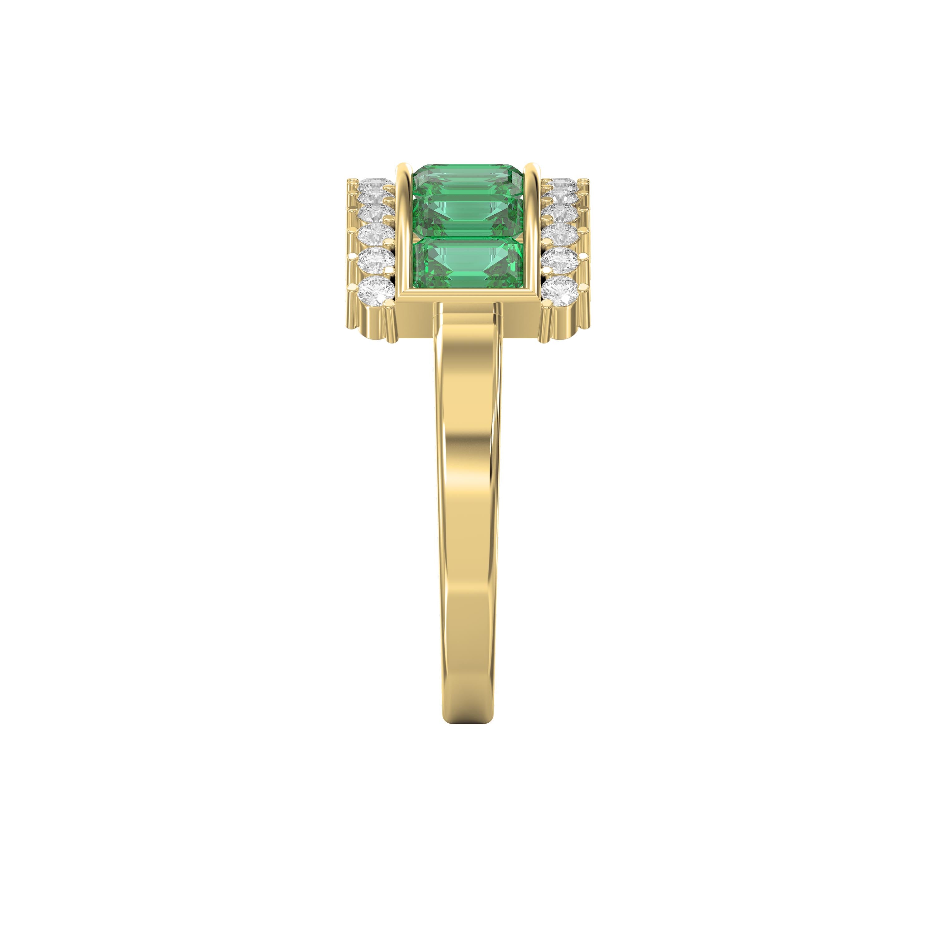 Emerald Cut Green Diamond Statement Ring