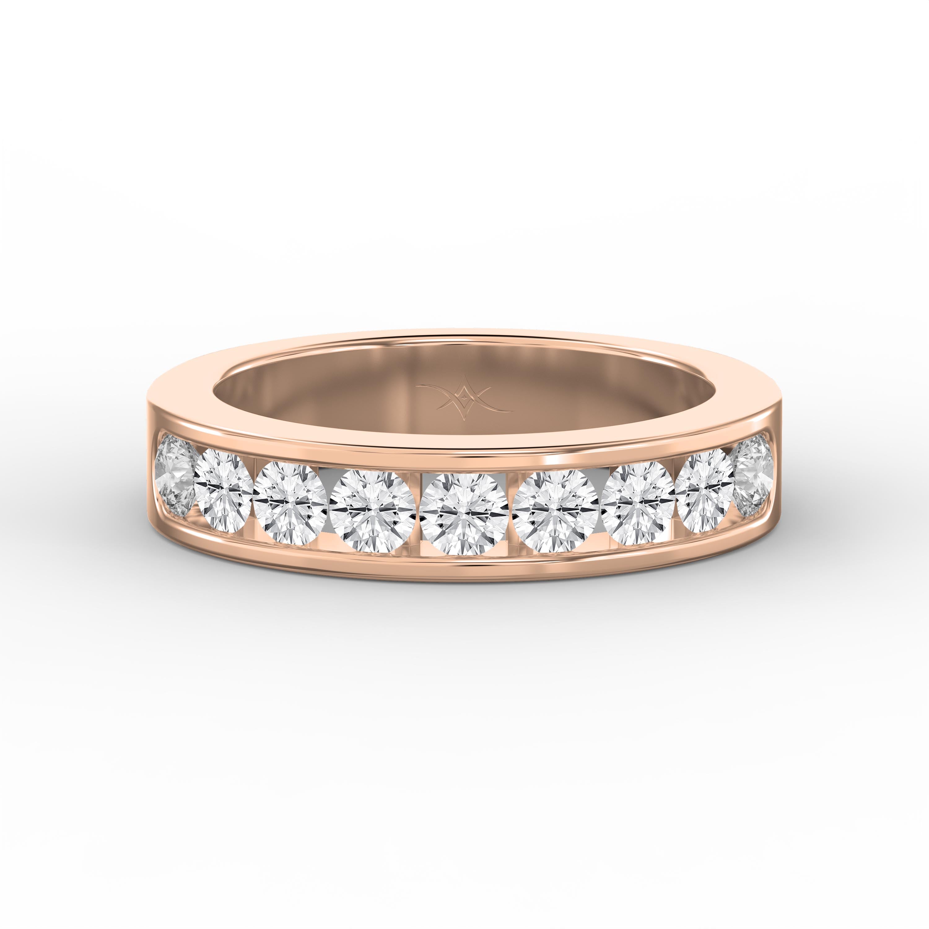 Channel Set Round Diamond Half Ring