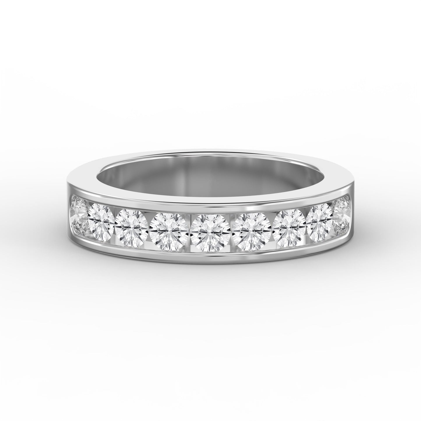 Channel Set Round Diamond Half Ring