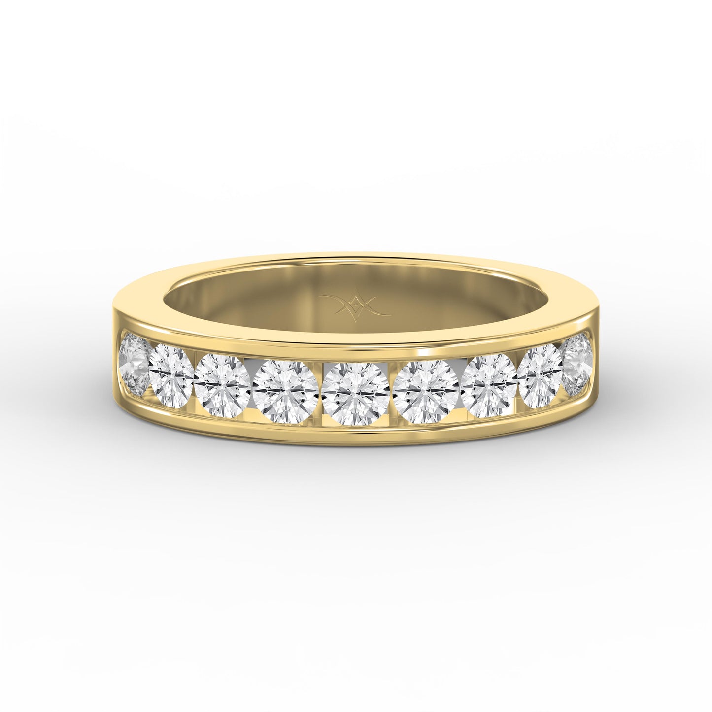 Channel Set Round Diamond Half Ring