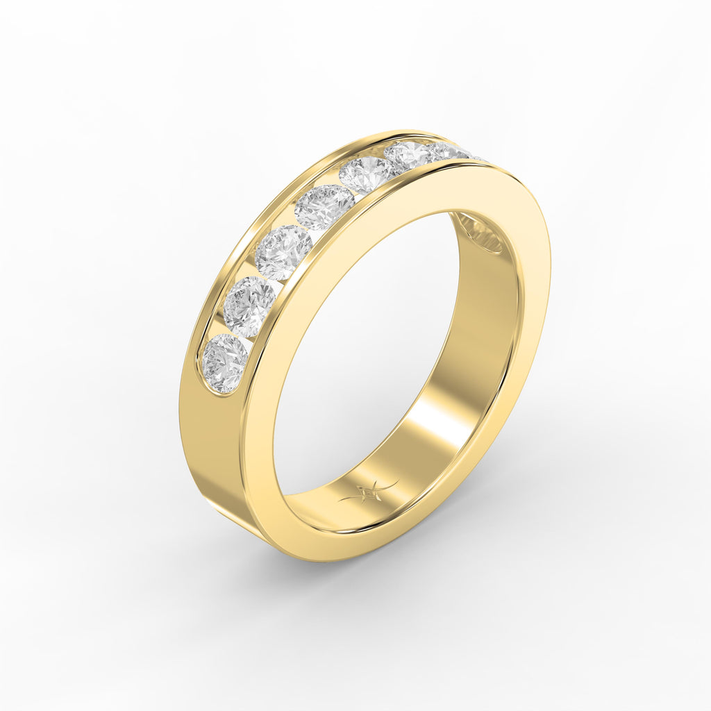 Channel Set Round Diamond Half Ring