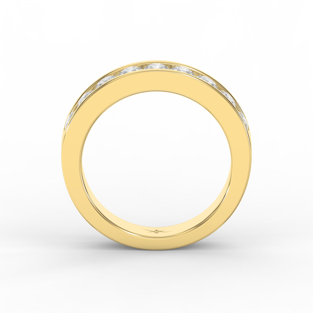 Channel Set Round Diamond Half Ring