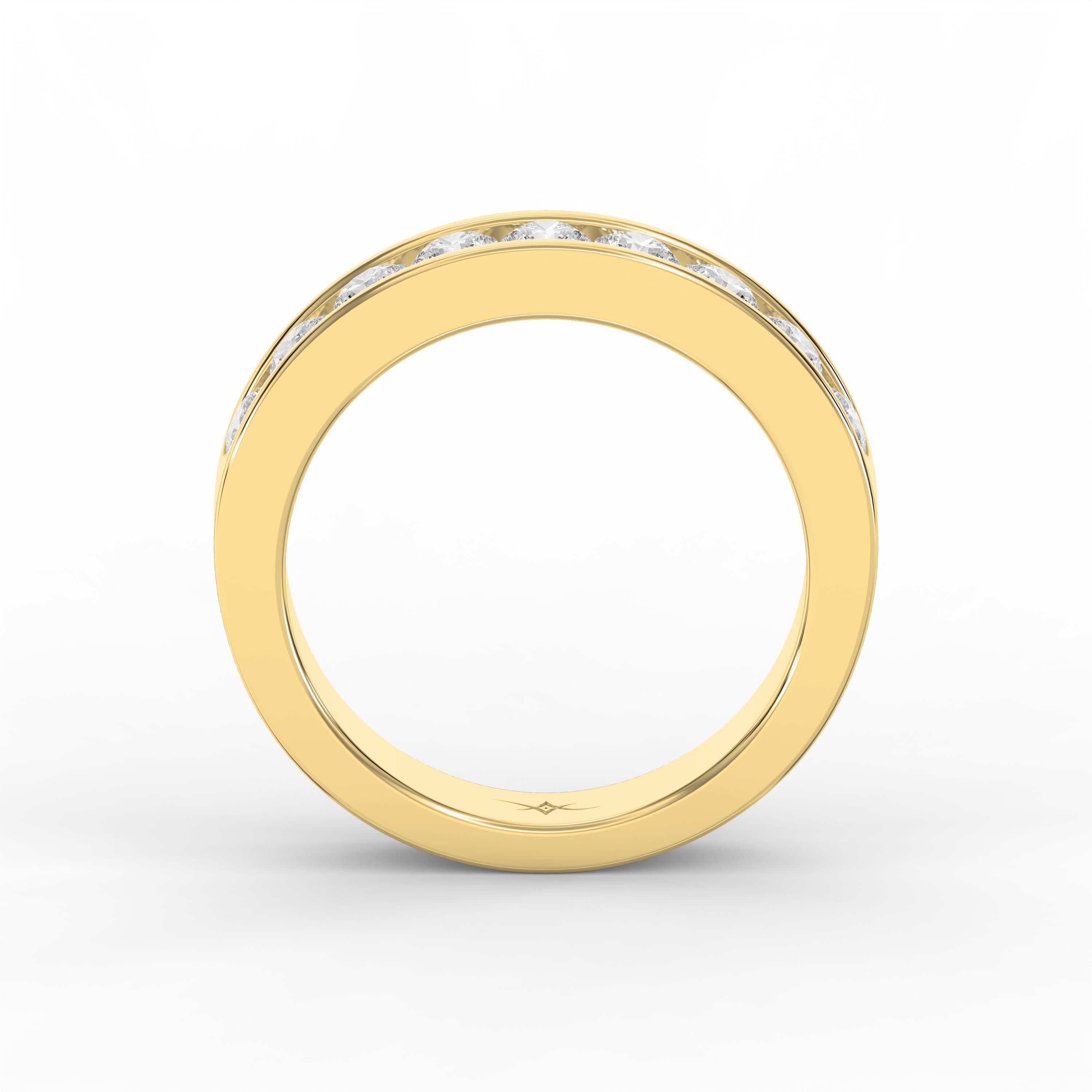 Channel Set Round Diamond Half Ring