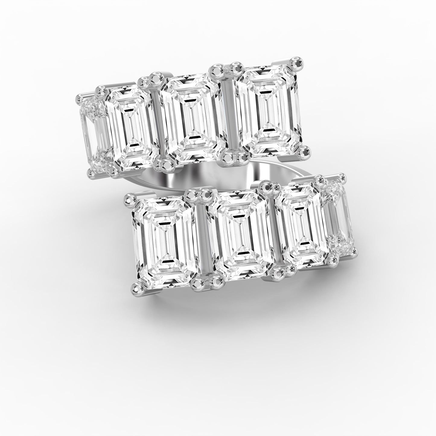 Emerald diamond Flow Bypass Fashion Ring