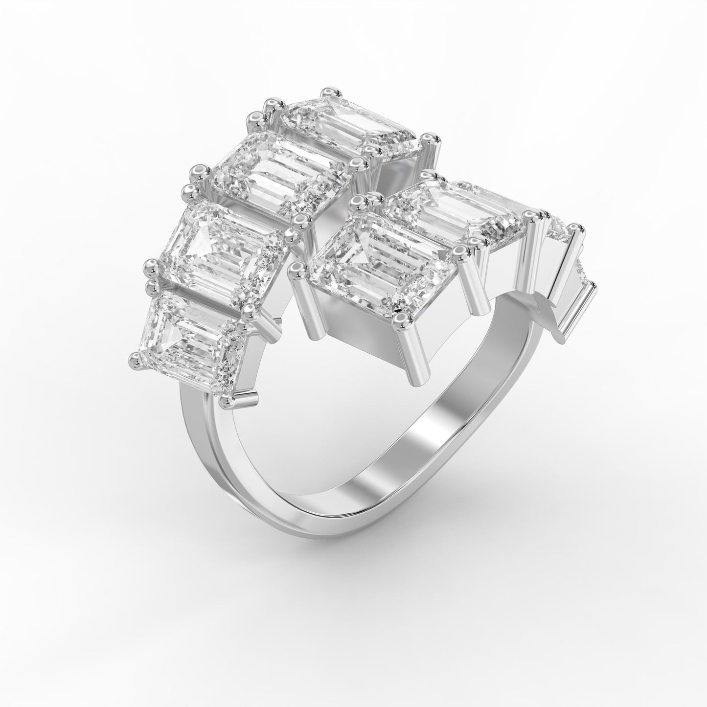 Emerald diamond Flow Bypass Fashion Ring