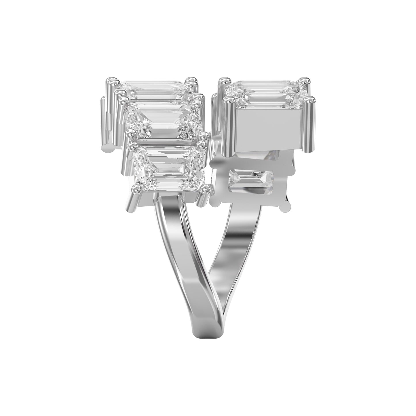 Emerald diamond Flow Bypass Fashion Ring