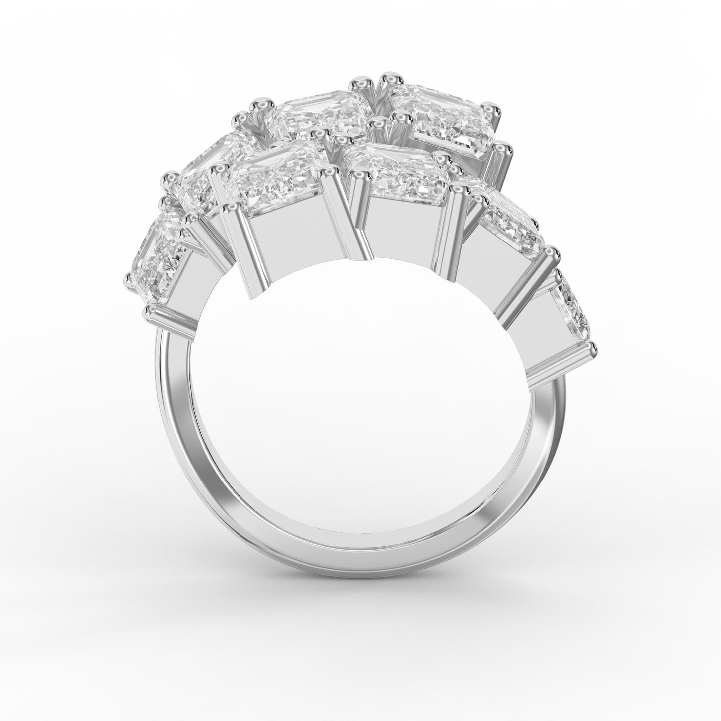 Emerald diamond Flow Bypass Fashion Ring