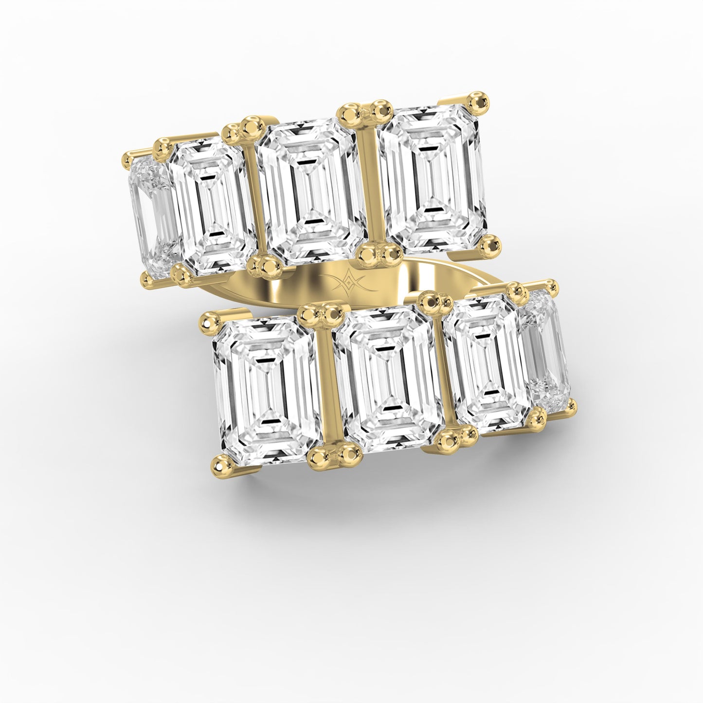 Emerald diamond Flow Bypass Fashion Ring