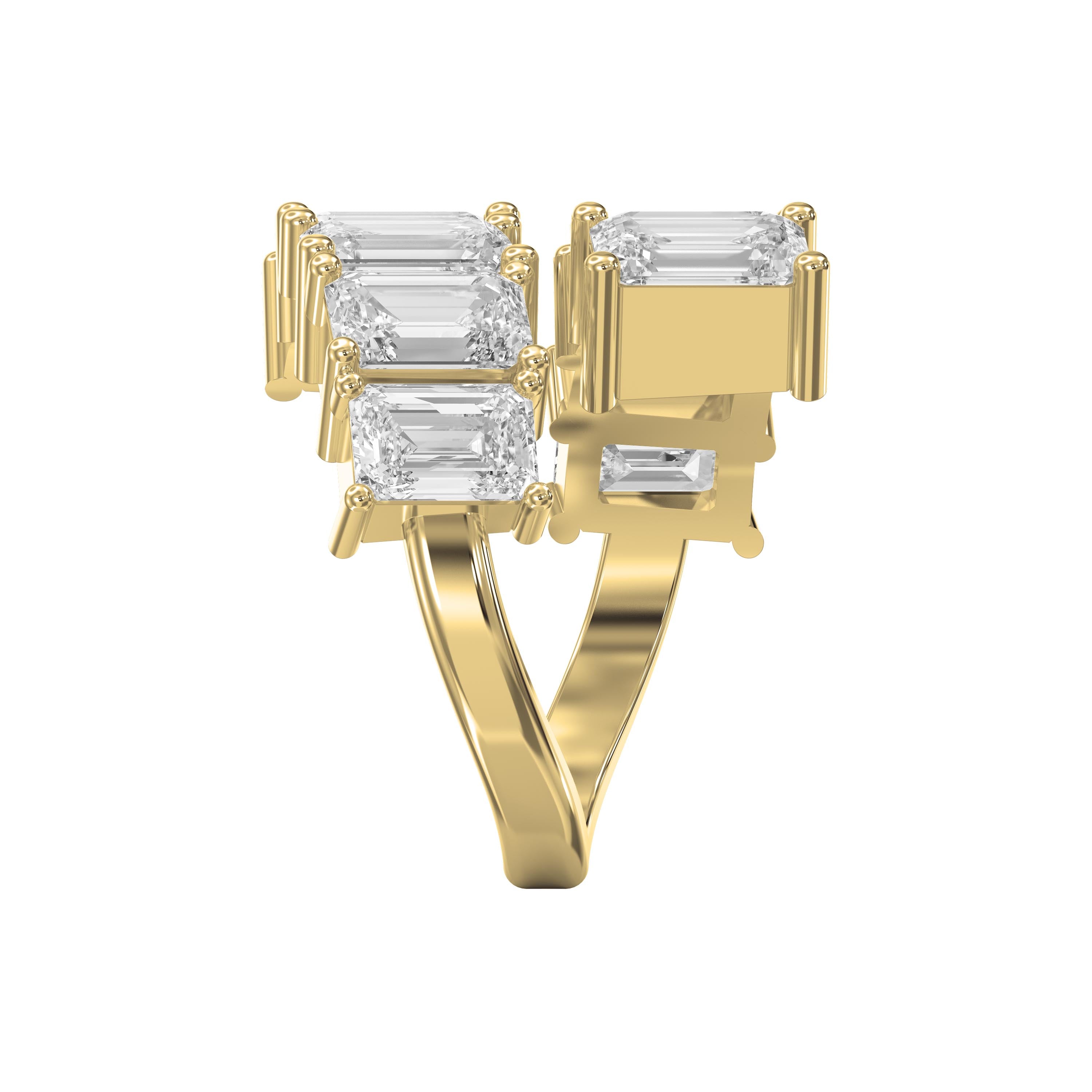 Emerald diamond Flow Bypass Fashion Ring