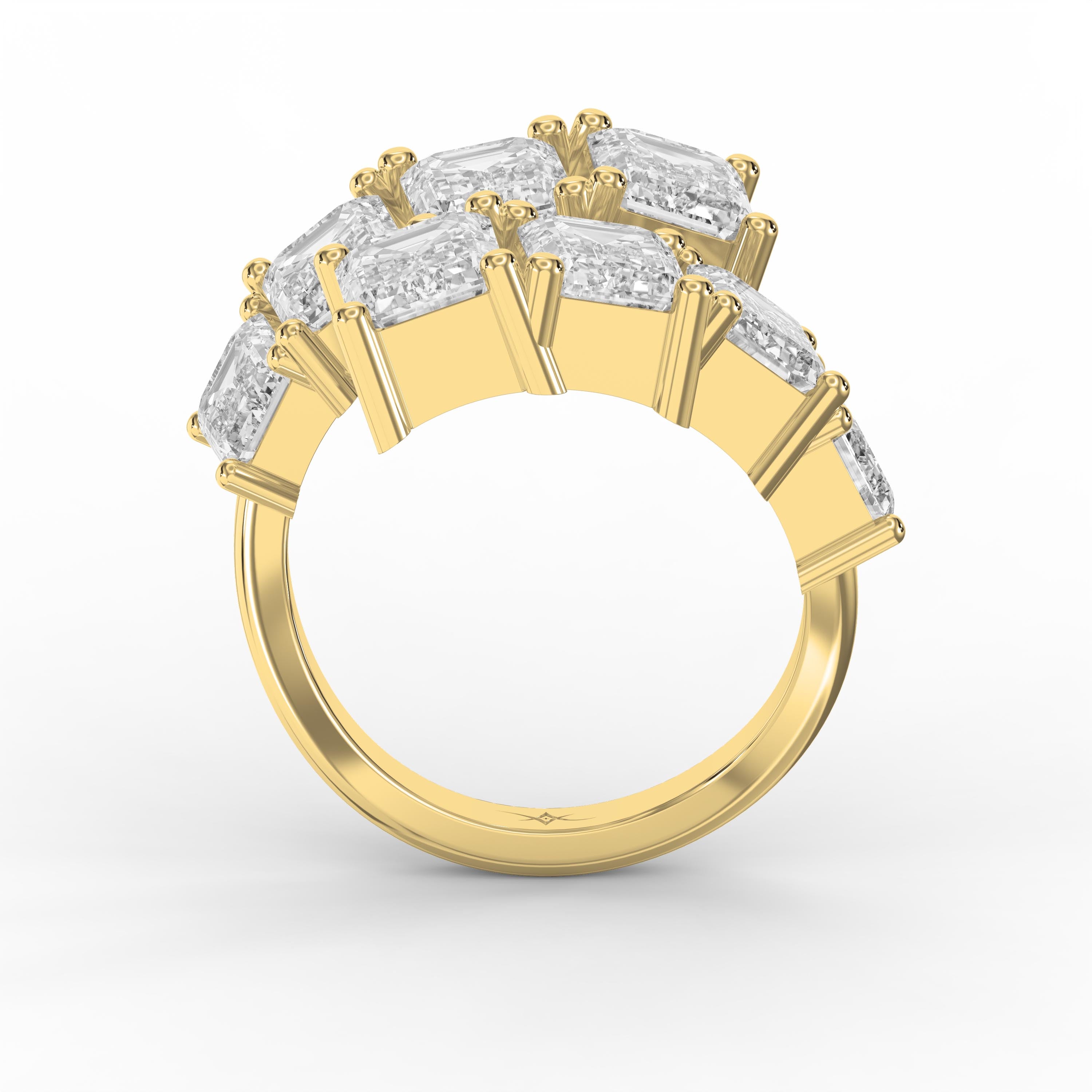 Emerald diamond Flow Bypass Fashion Ring