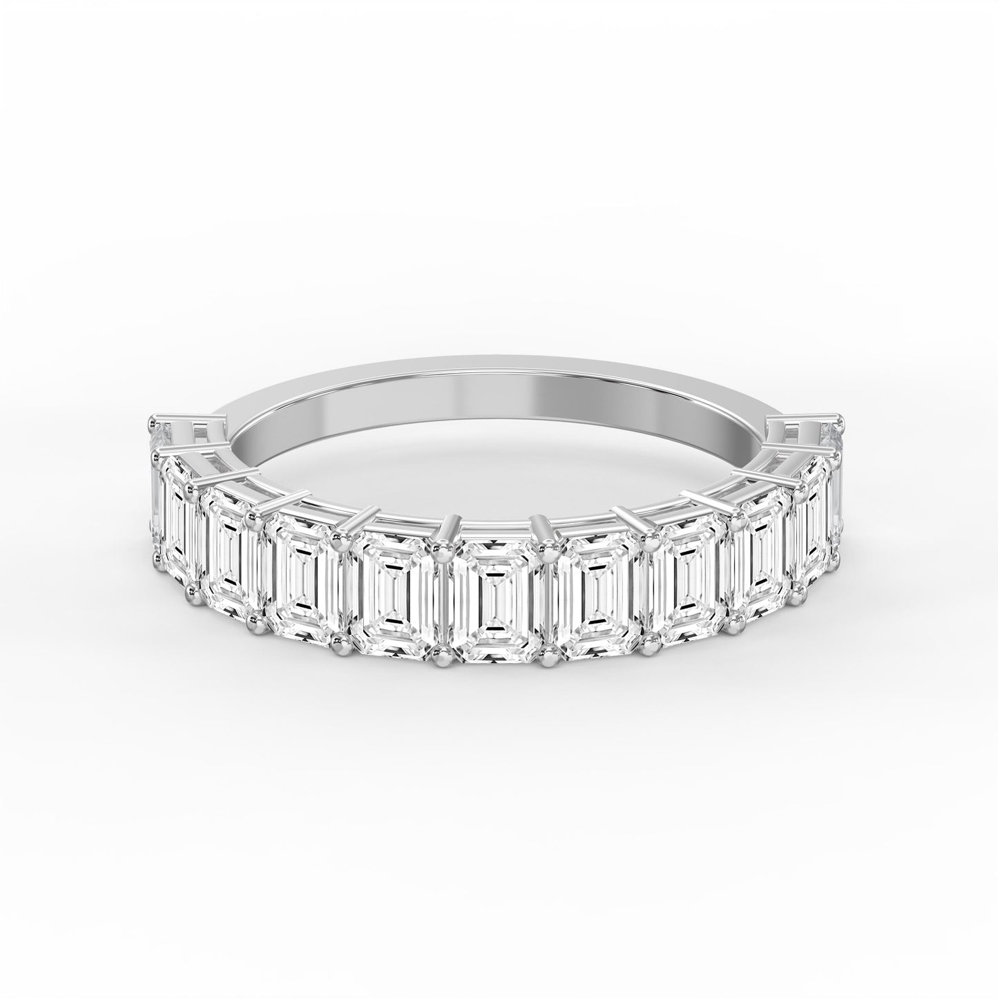 Emerald Shape Diamond Half Design Ring