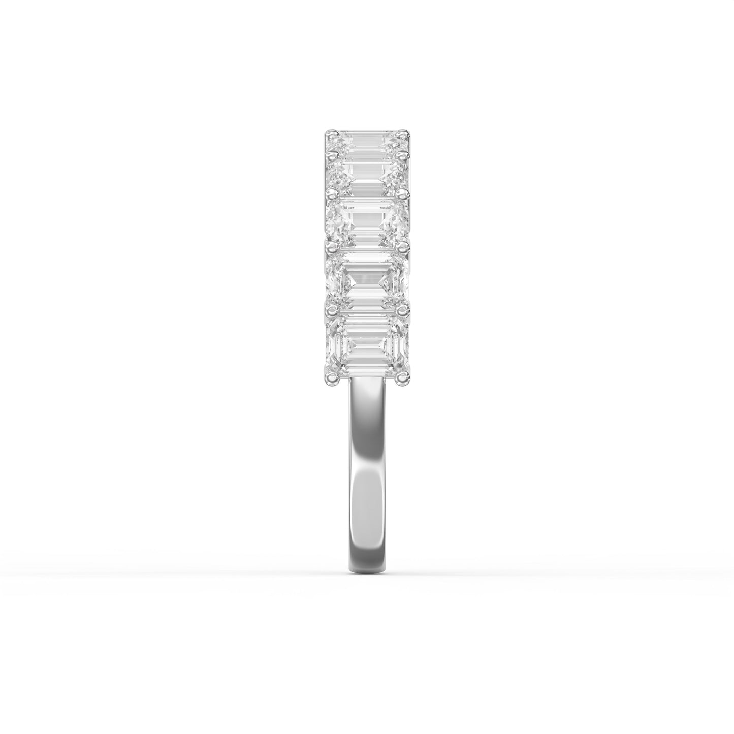 Emerald Shape Diamond Half Design Ring