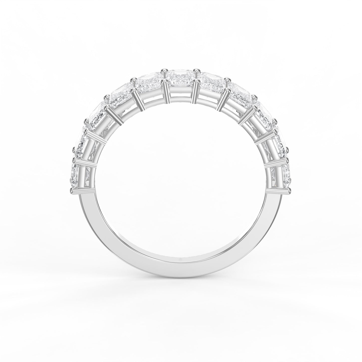 Emerald Shape Diamond Half Design Ring