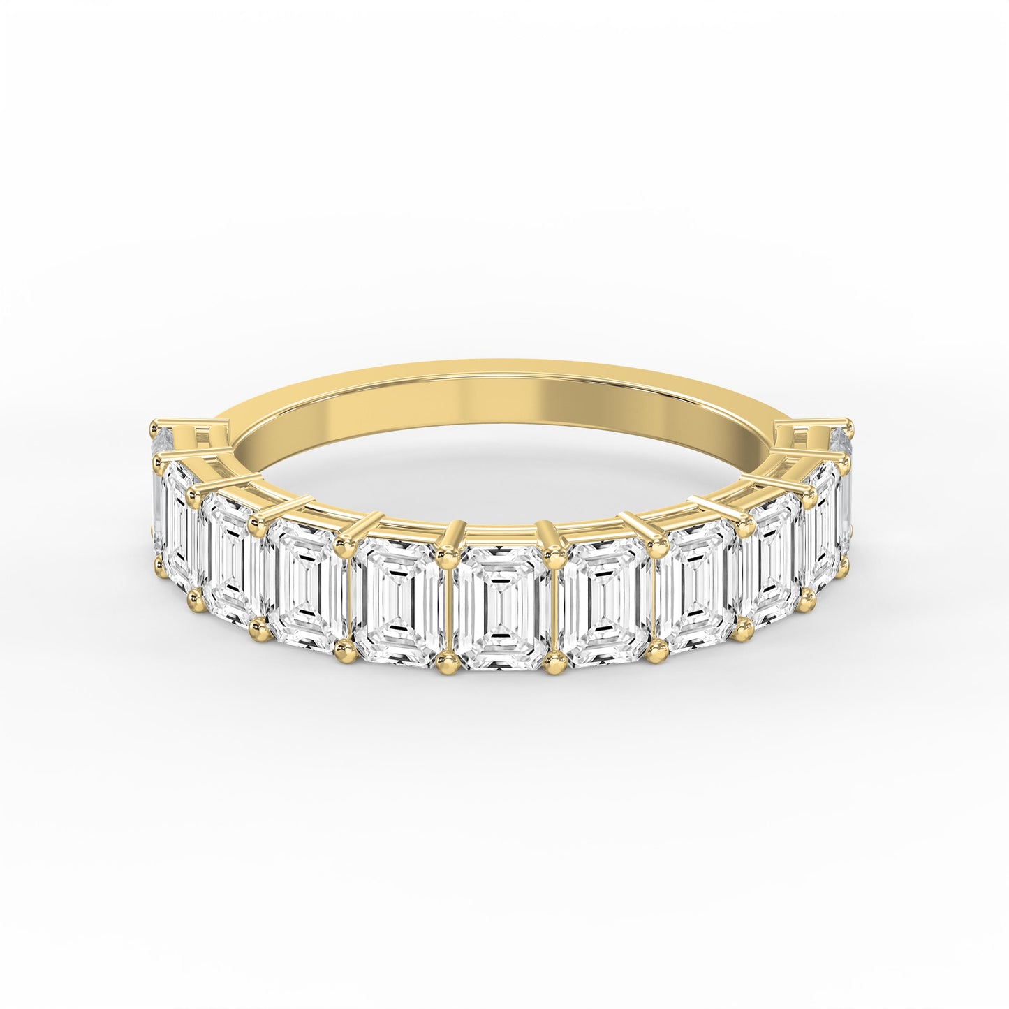 Emerald Shape Diamond Half Design Ring