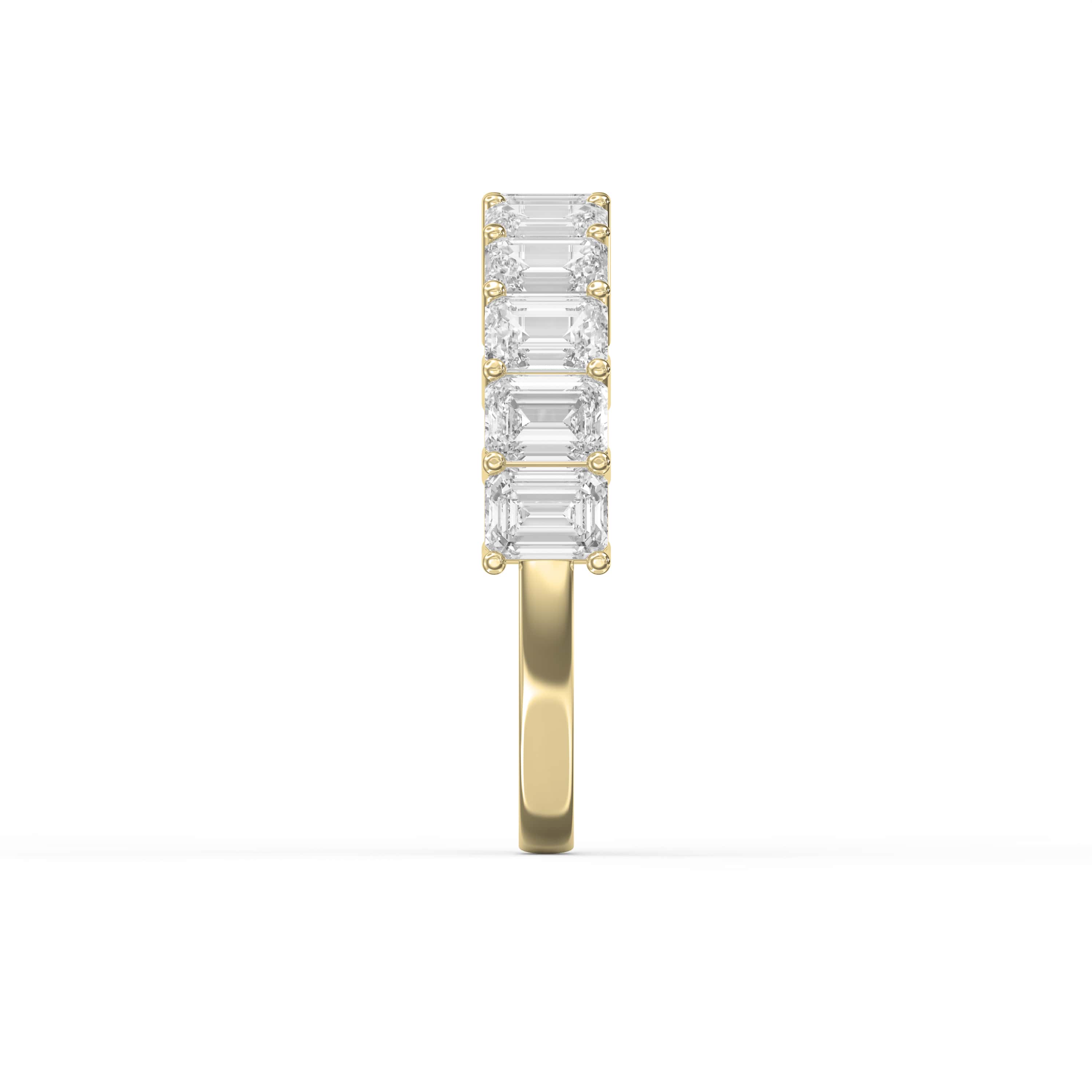 Emerald Shape Diamond Half Design Ring