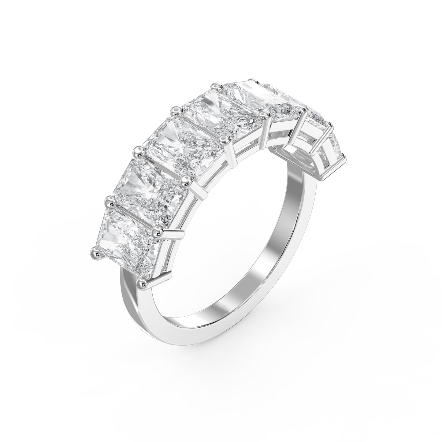 Luxury Radiant Cut Diamond Half Design Ring