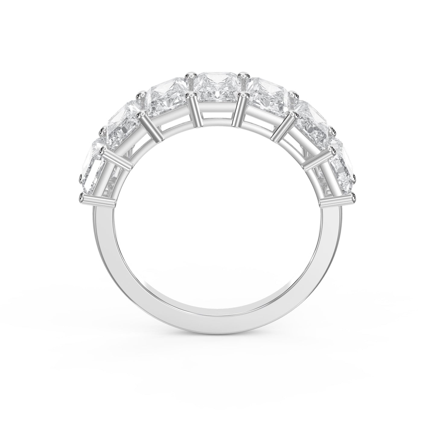 Luxury Radiant Cut Diamond Half Design Ring