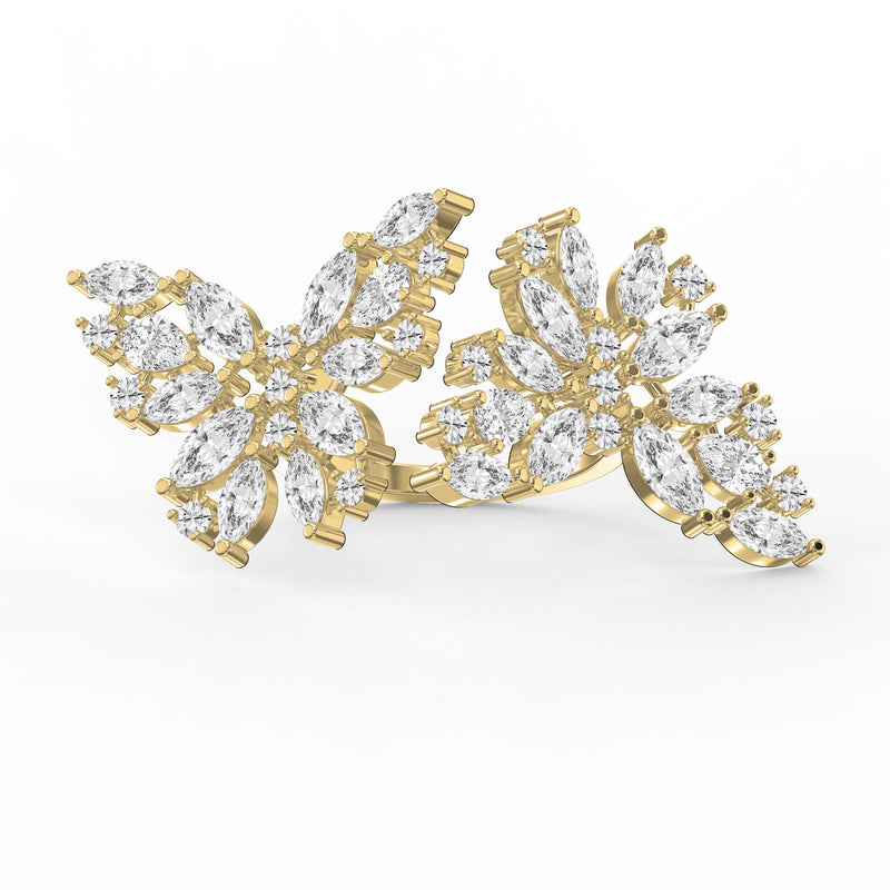 Double Floral Statement Cocktail Butterfly Style Fashion Ring