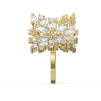 Double Floral Statement Cocktail Butterfly Style Fashion Ring