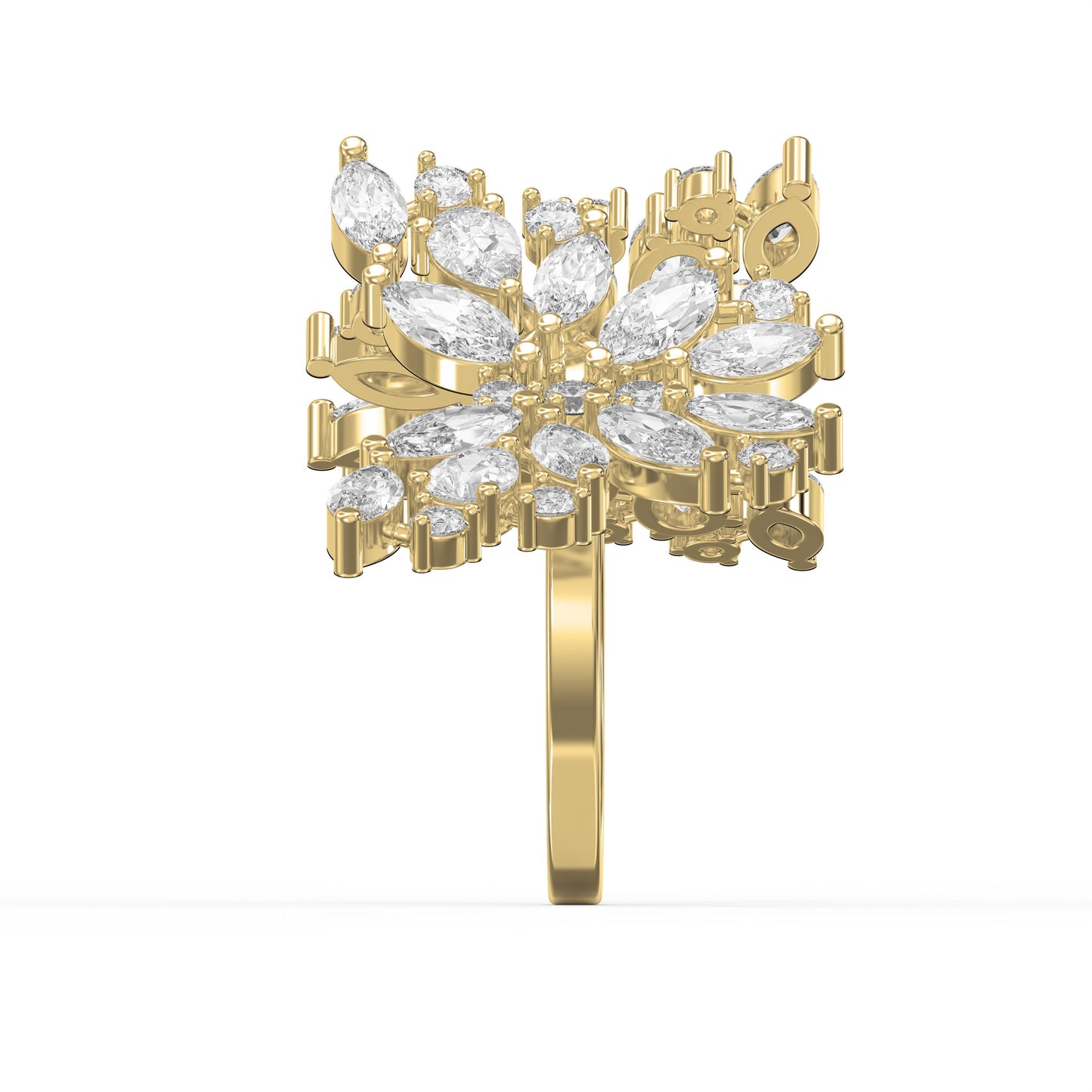 Double Floral Statement Cocktail Butterfly Style Fashion Ring