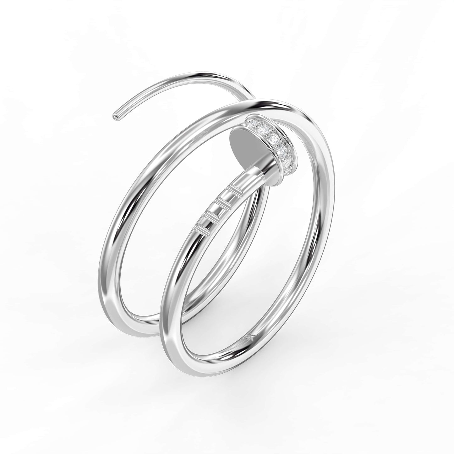 Nail Cuff Design Round Diamond Cuved Ring ( 0.40 - 0.50 Ct. )