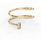 Nail Cuff Design Round Diamond Curved Ring