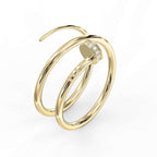 Nail Cuff Design Round Diamond Curved Ring