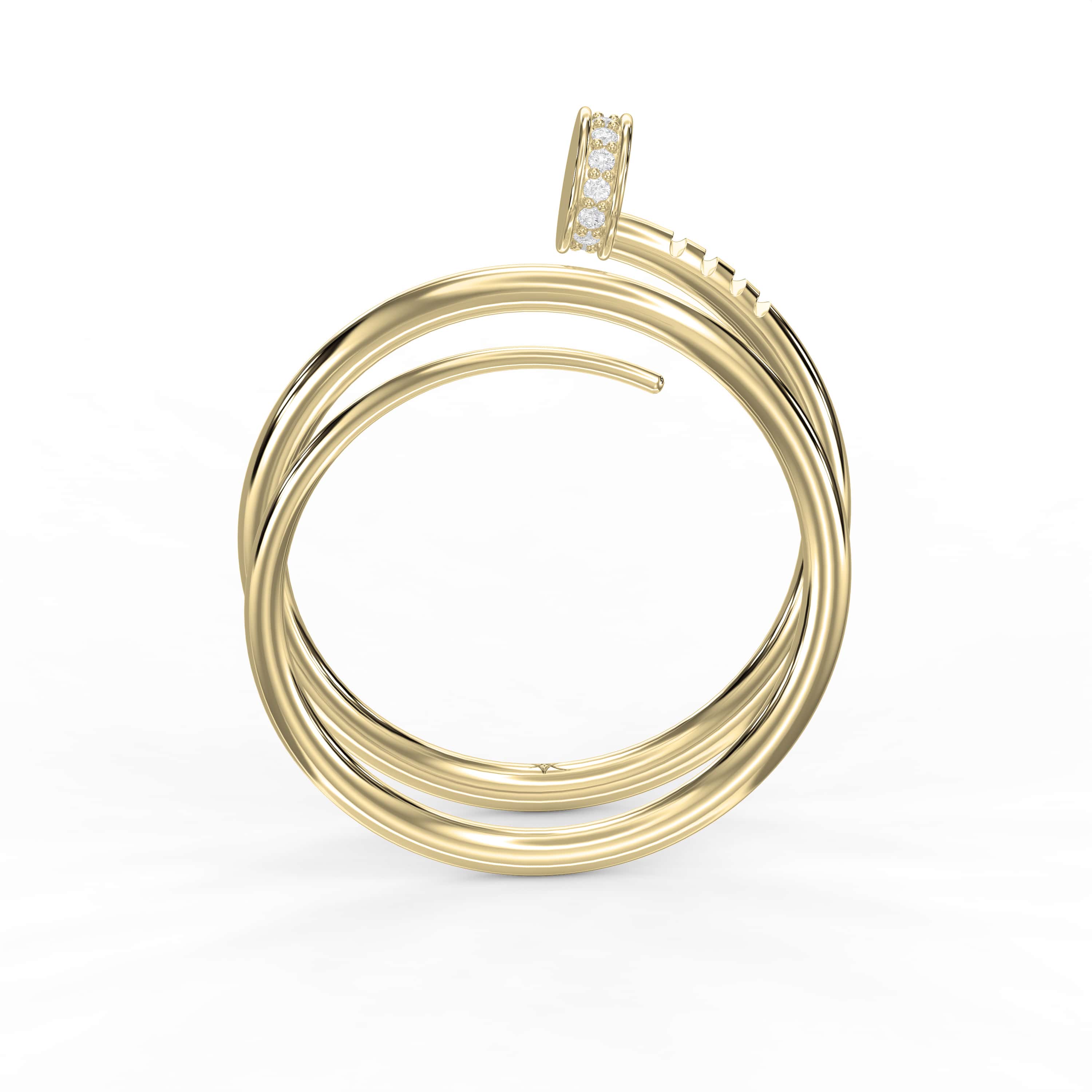 Nail Cuff Design Round Diamond Curved Ring