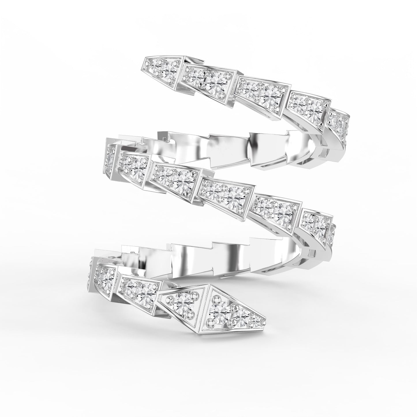 Diamond Studded Serpenti Viper Finger Curved Ring ( 1.40 - 1.60 ct. )