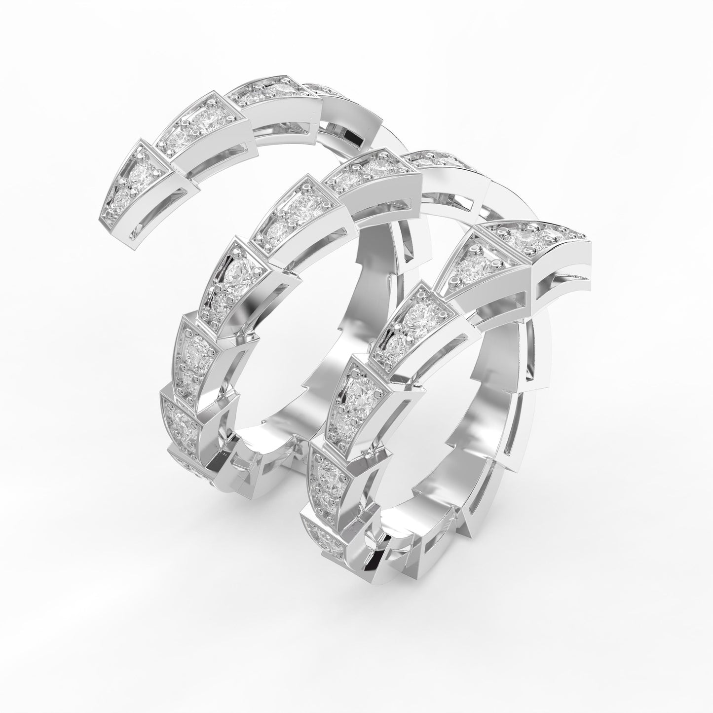 Diamond Studded Serpenti Viper Finger Curved Ring ( 1.40 - 1.60 ct. )