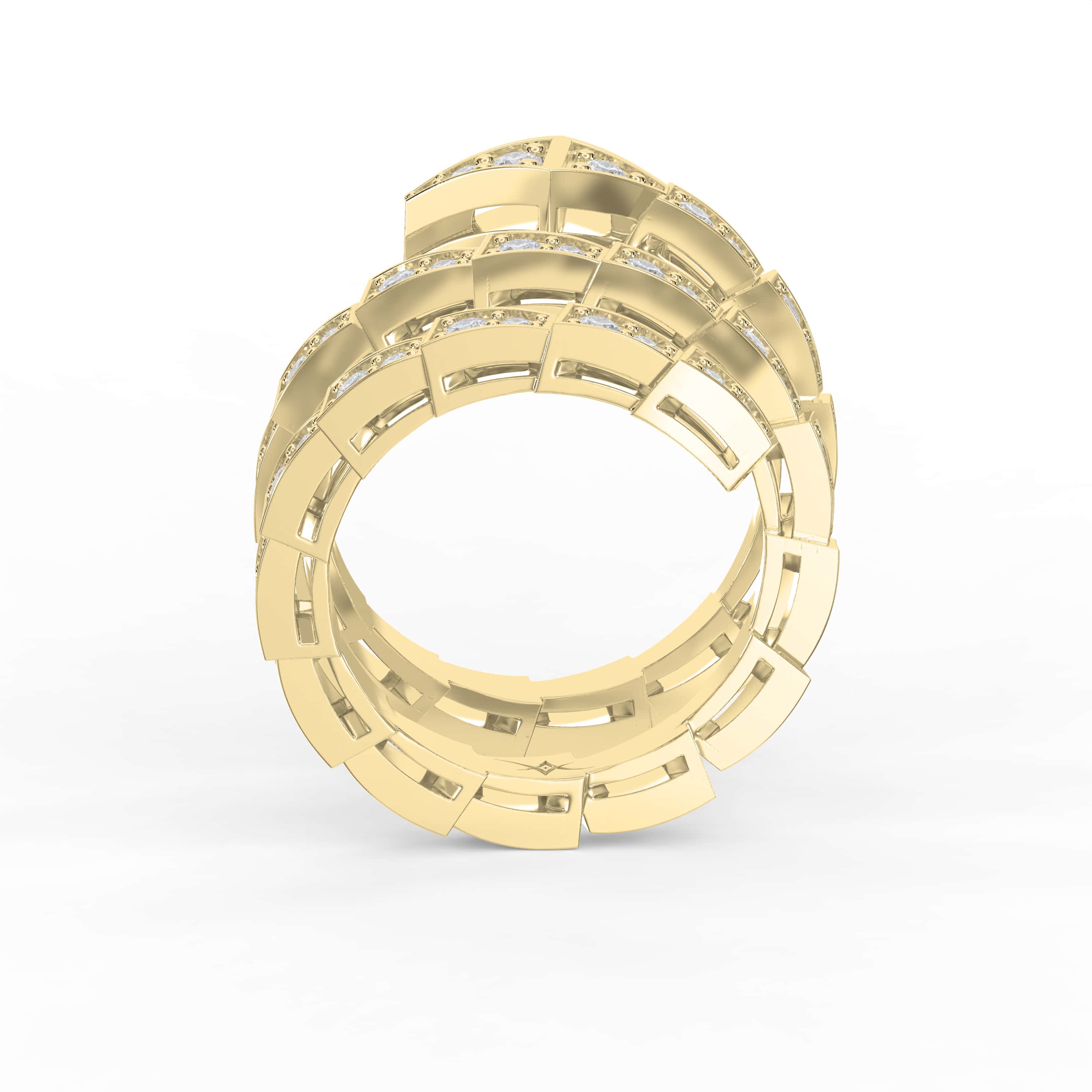 Diamond Studded Serpenti Viper Finger Curved Ring