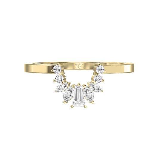 Gracefully Crafted Marquise & Baguette Diamond Curved Design Ring