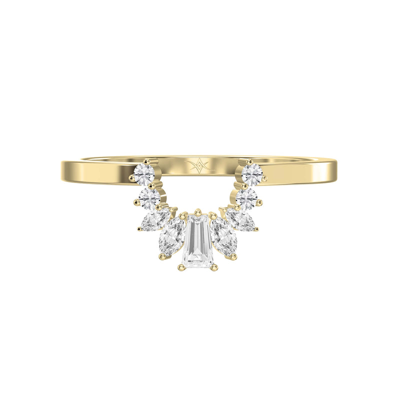 Gracefully Crafted Marquise & Baguette Diamond Curved Design Ring