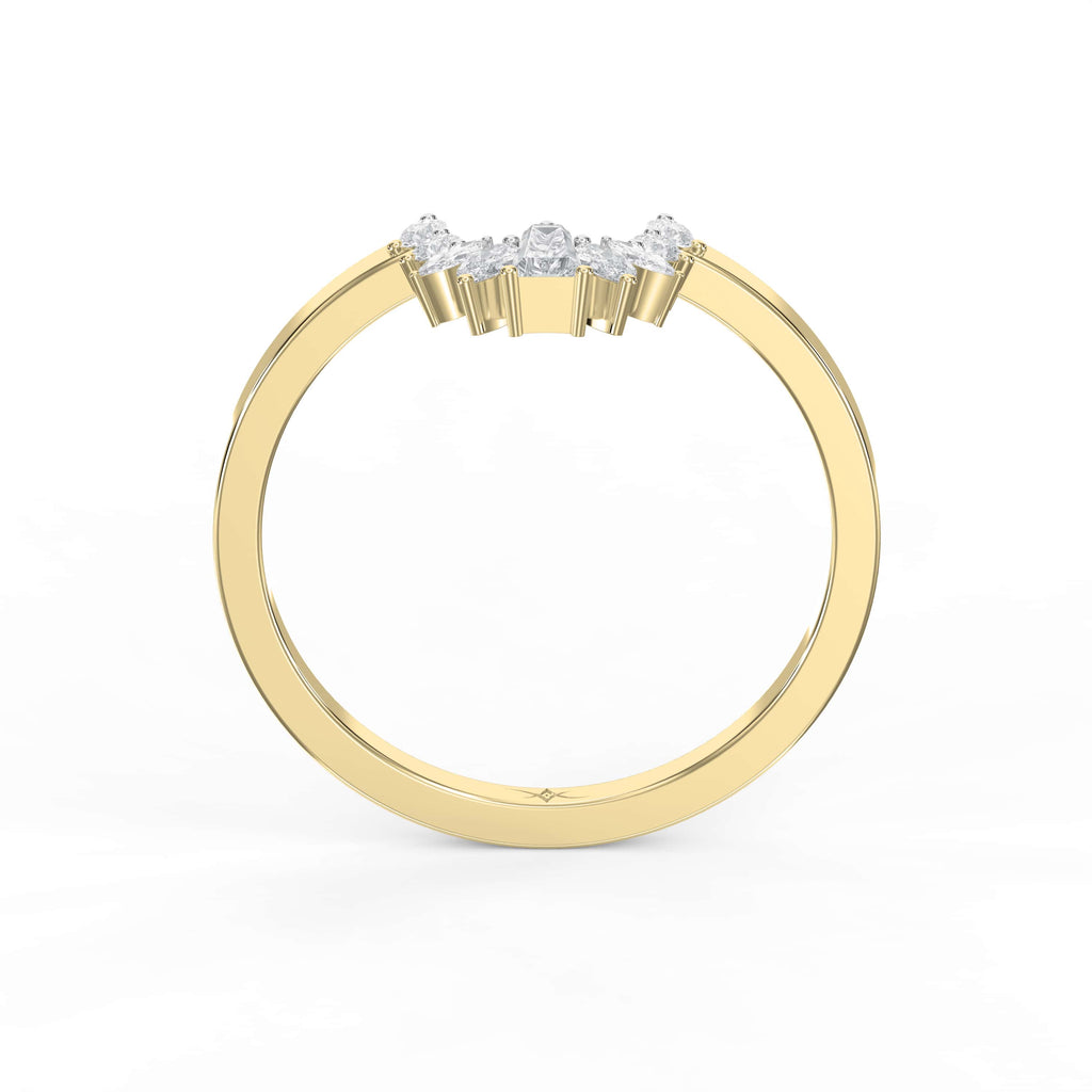 Gracefully Crafted Marquise & Baguette Diamond Curved Design Ring