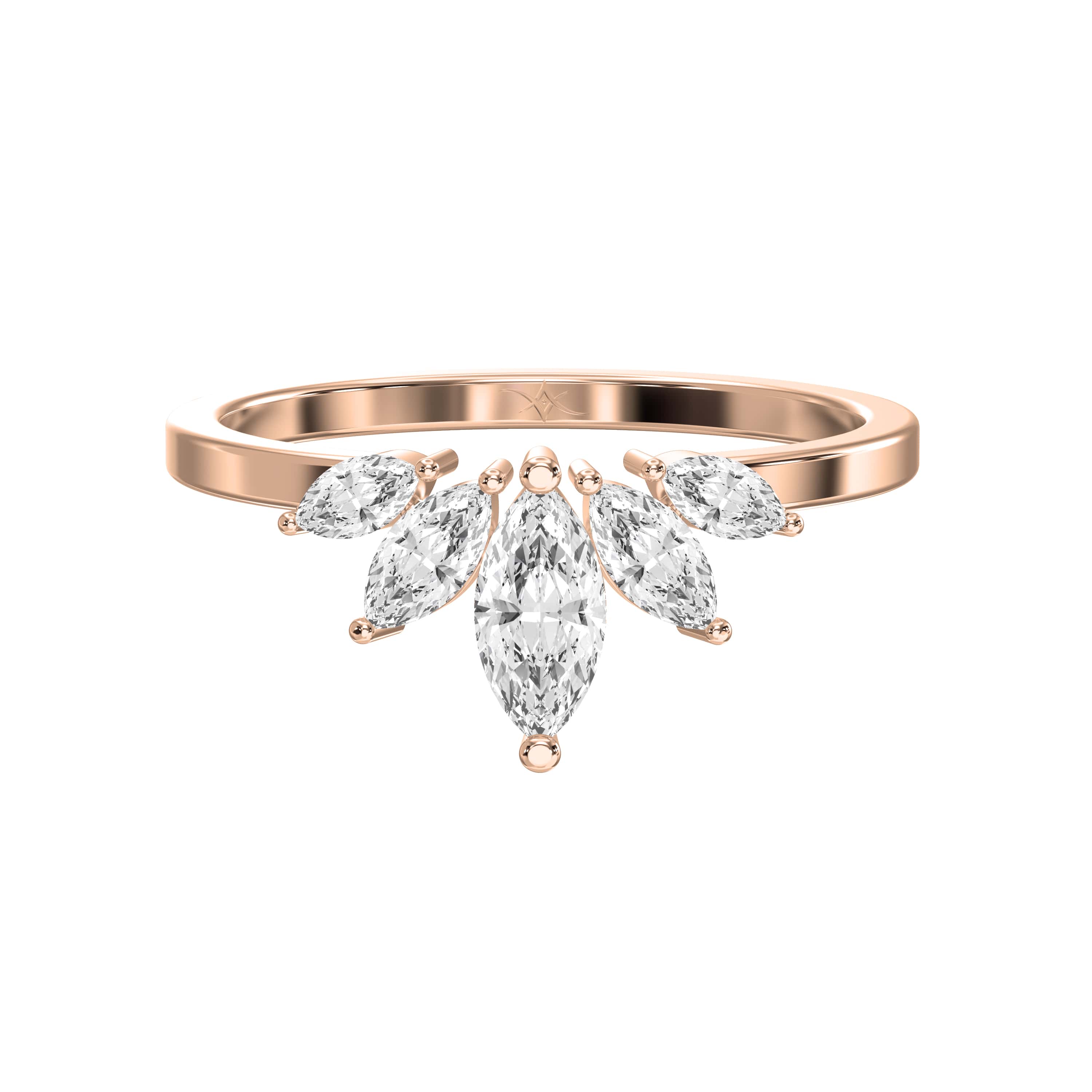 Marquise Diamond Curve Design Wedding Band