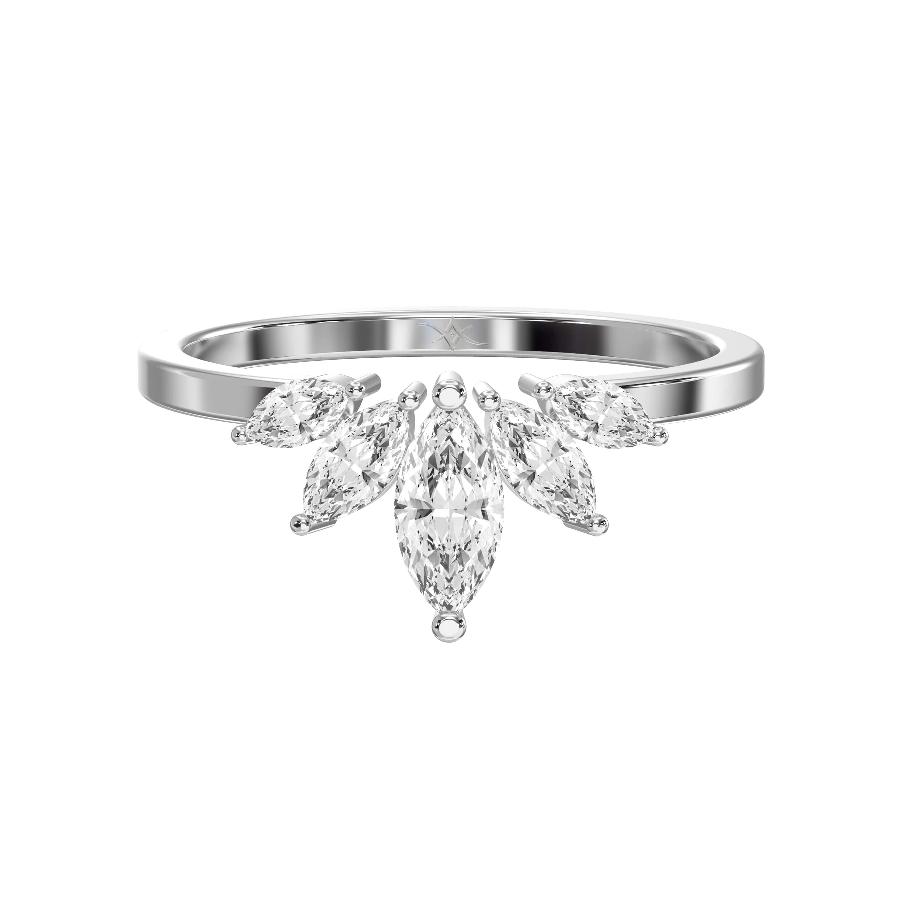 Marquise Diamond Curve Design Wedding Band