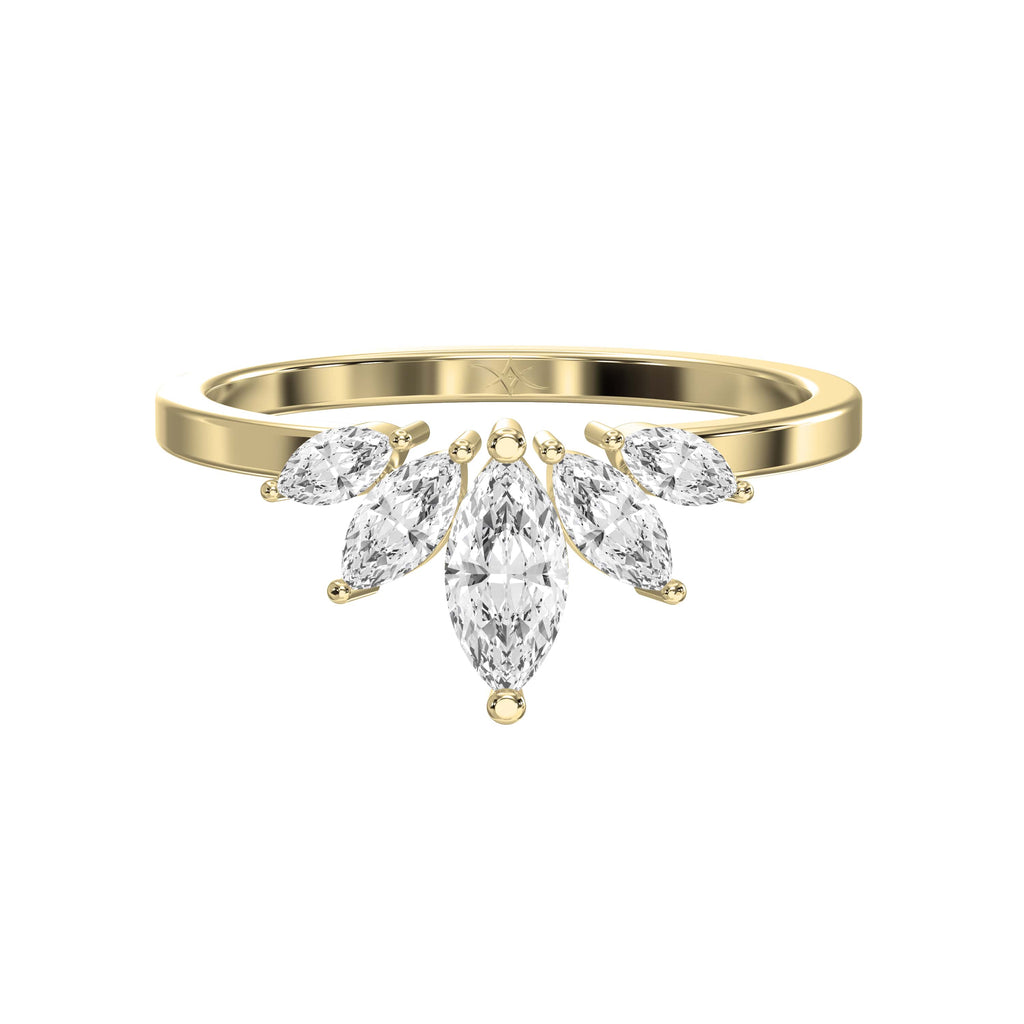 Marquise Diamond Curve Design Wedding Band