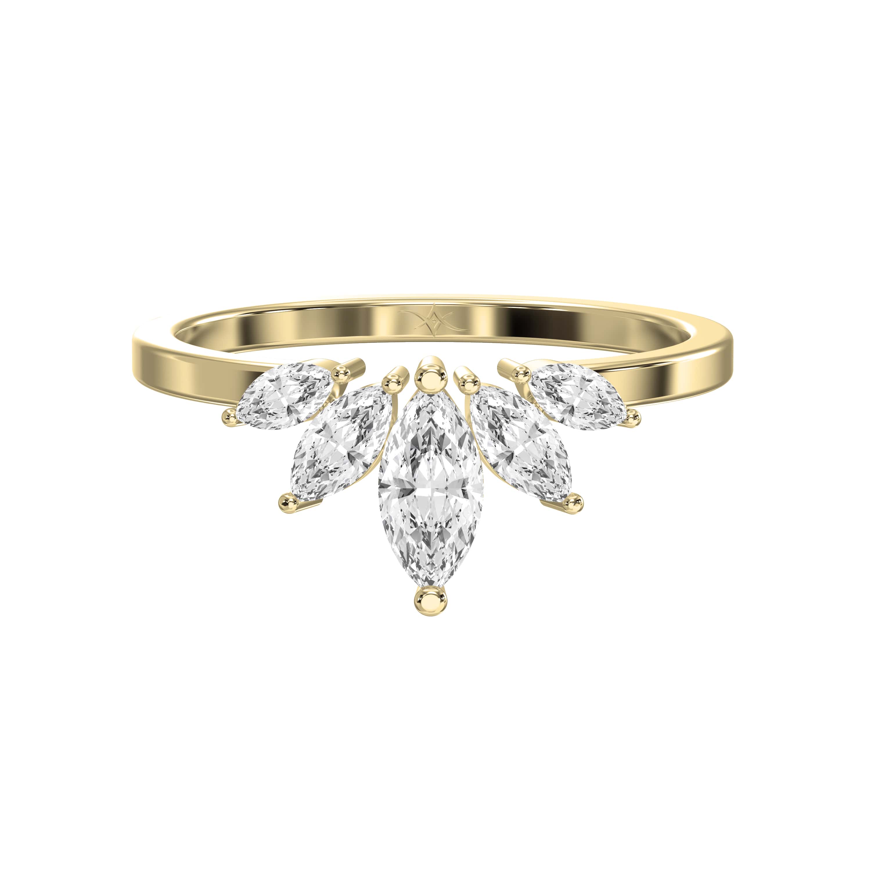 Marquise Diamond Curve Design Wedding Band