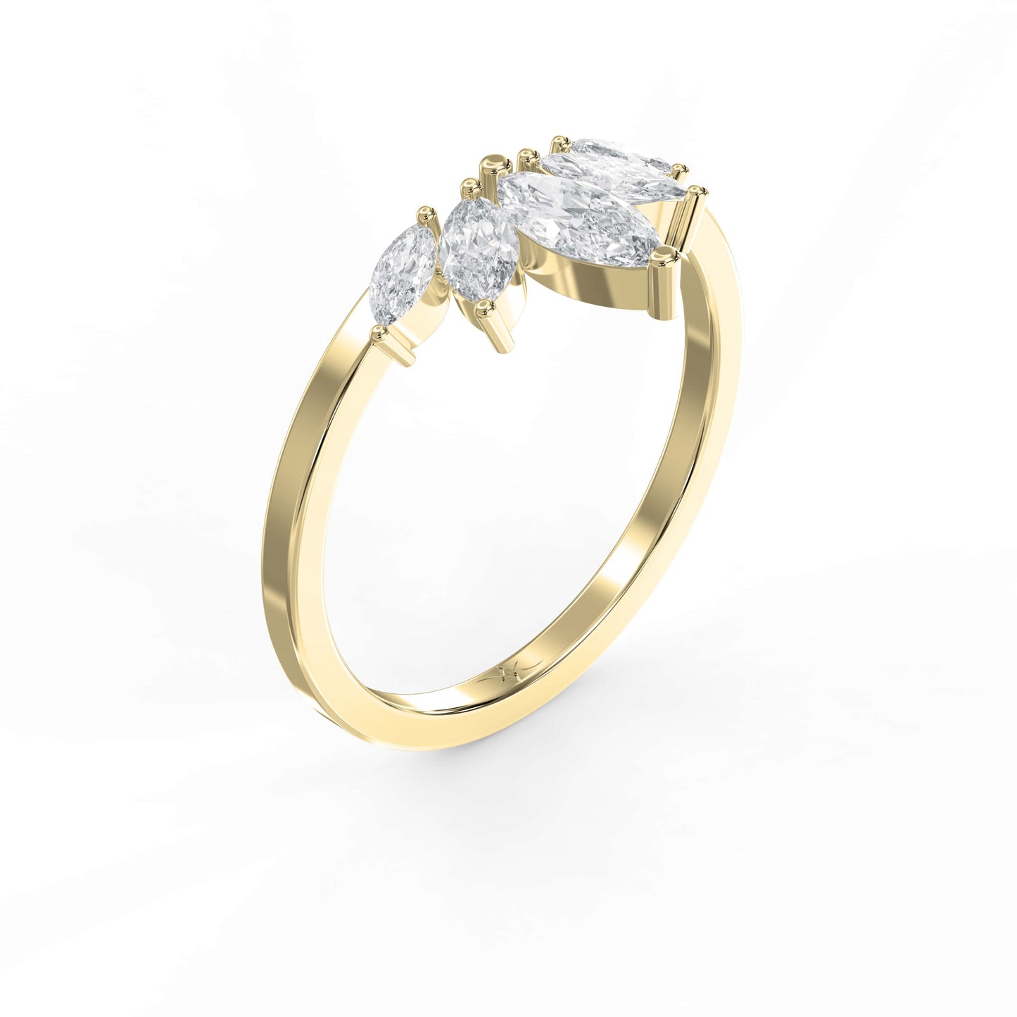 Marquise Diamond Curve Design Wedding Band