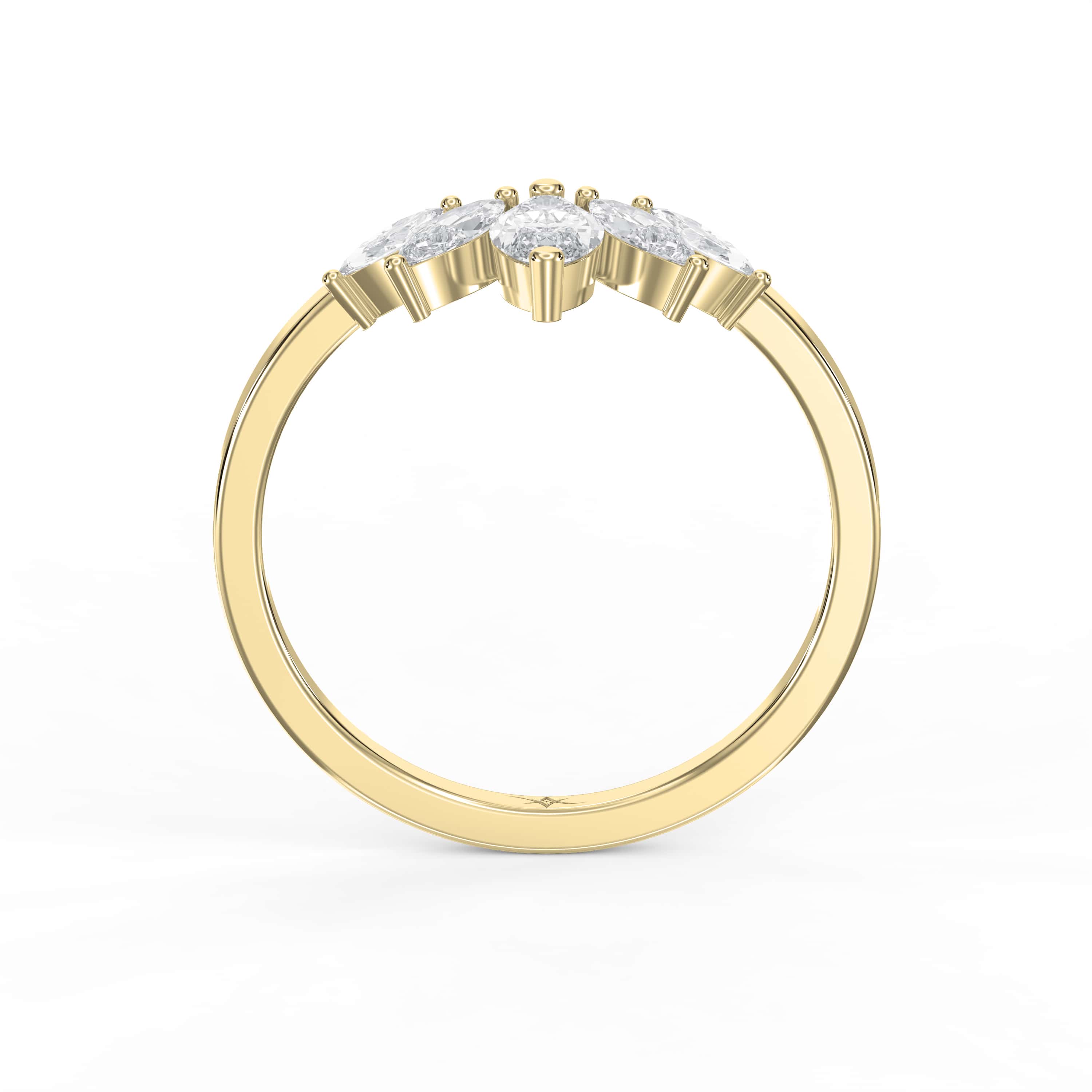 Marquise Diamond Curve Design Wedding Band